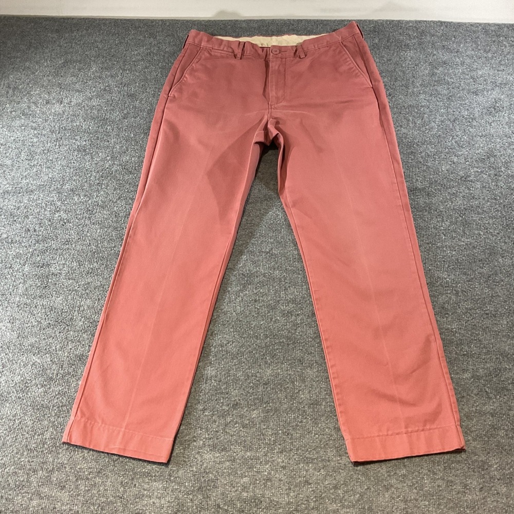 J.Crew Broken-In Chino Pants Mens 34x34 Salmon Pink Cotton Twill Trousers